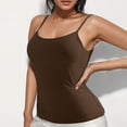 thumbnail image 3 of UPPADA Womens Shelf Bra Spaghetti Strap Ribbed Cropped Tank Tops Spaghetti Strap Tank Top Summer Cami Shirt Vacation Dressy Tees,Tank Tops for Women 2025 Brown,L, 3 of 5
