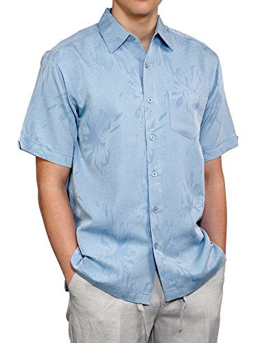 Cubavera Mens Short Sleeve Polyester L-Shape Embroidered Button-Down Shirt 