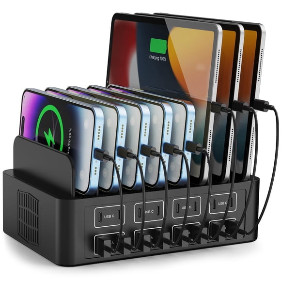 150W/35A Charging Station for Multiple Devices, RUANSZZ 16 Port USB~C Fast Charging Station, Multiple Charger Organizer Compatible with Cell Phone, i