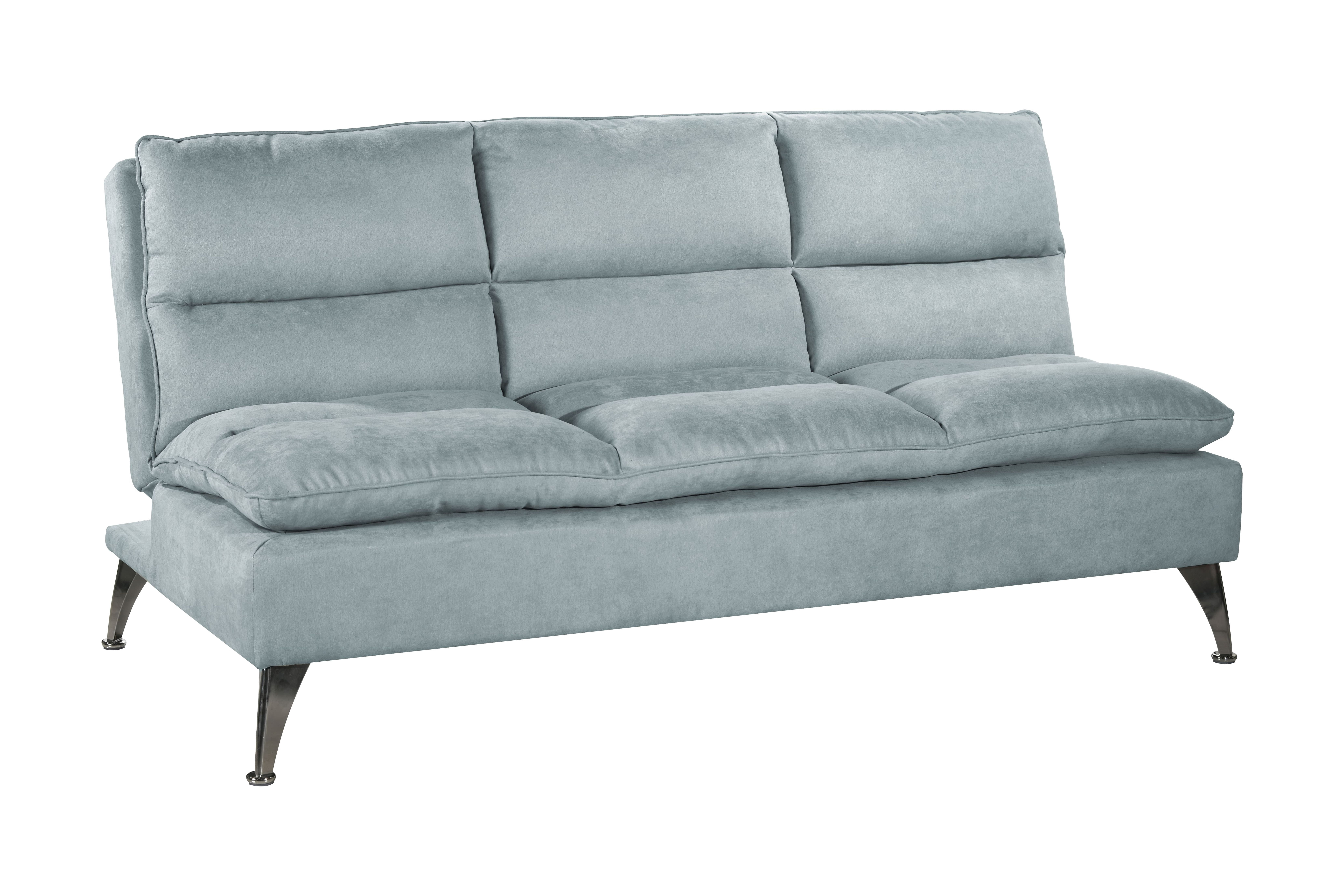 Sealy Santa Cruz Futon Sofa Convertible in Teal with Chrome Metal Legs