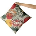 thumbnail image 3 of Abstract Palm Leaves Pillow Covers 18 x 18 Inch Set of 2, Tropical Green Leaf Red Yellow Geometric Decorative Throw Pillow Cases Fabric Cushion Cover for Sofa Couch Car Bed Patio, 3 of 6