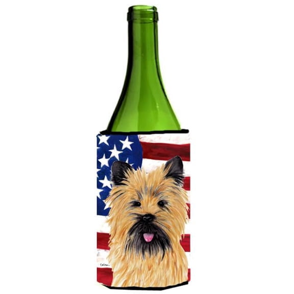 Usa American Flag With Cairn Terrier Wine bottle sleeve Hugger - 24 oz.
