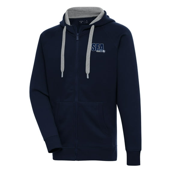 Men's Antigua  College Navy Seattle Seahawks Victory Full-Zip Hoodie