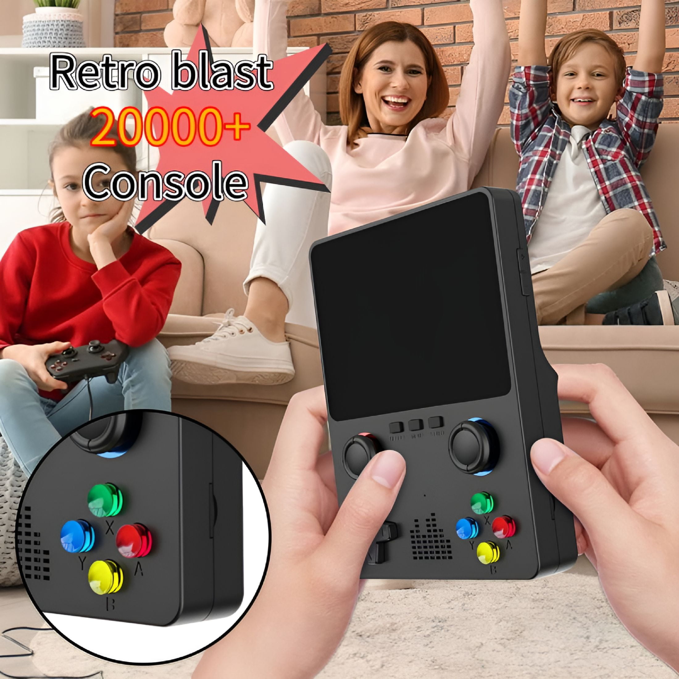 BESTSKY 20000+ Console, Gaming Console, 3.5-inch Console Handheld, 640x480 Resolution, Type-C Quick Charging Console (Black)