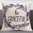 thumbnail image 2 of Wreath Inspirational Farmhouse Pillow Covers 16x16 Inch Square Be Graceful Simple Words Pillow Cases Cotton Linen Housewarming Gifts Family Room Decor Cushion Cover for Couch (Be Graceful), 2 of 6