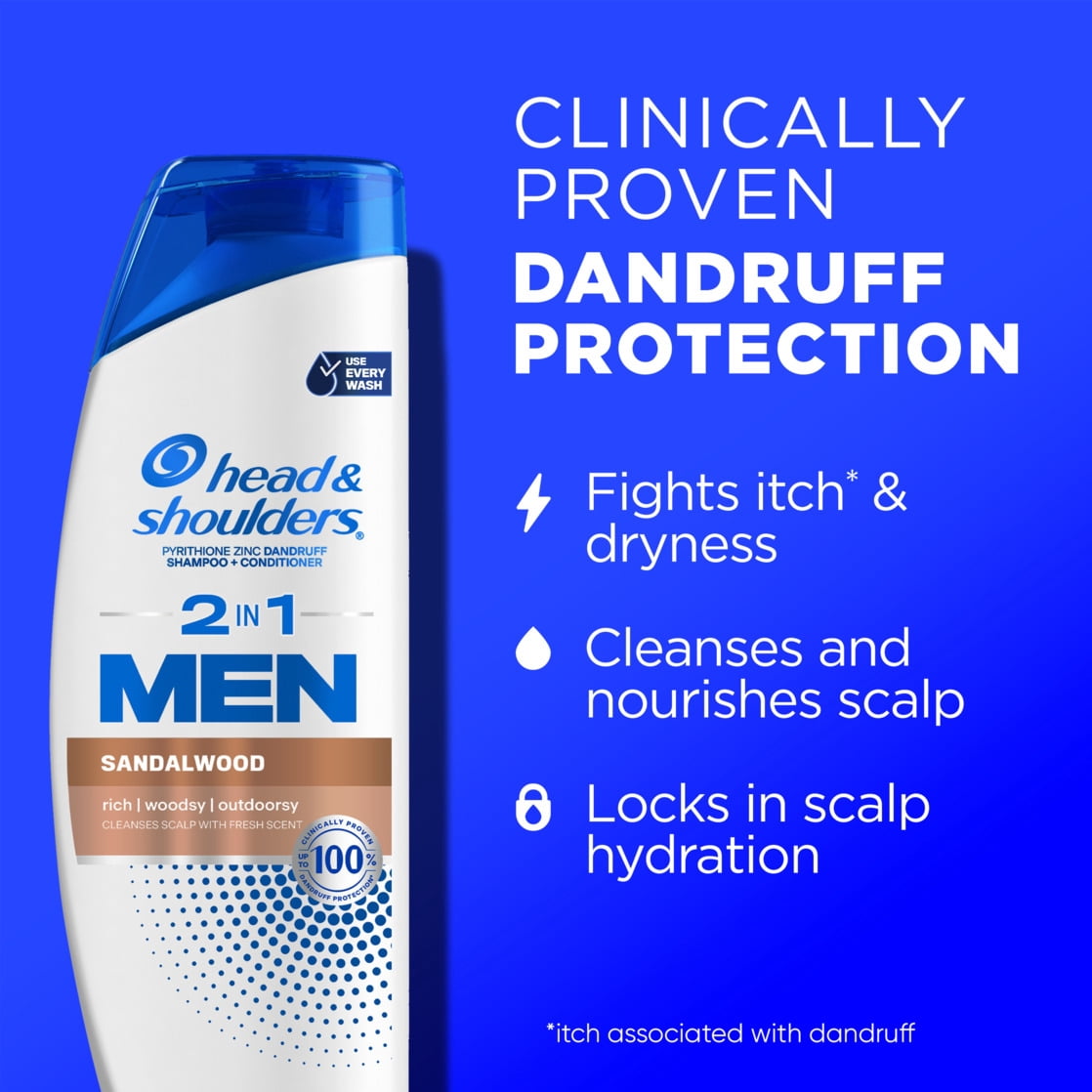 (3 pack) Head and Shoulders Men's Dandruff Shampoo, Sandalwood, 12.5 fl oz