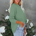 thumbnail image 7 of Byworldtasic Basic Sweatshirt for Women Crewneck Long Sleeve Side Split Tops Casual Solid Color Loose Pullover Shirts, 7 of 7
