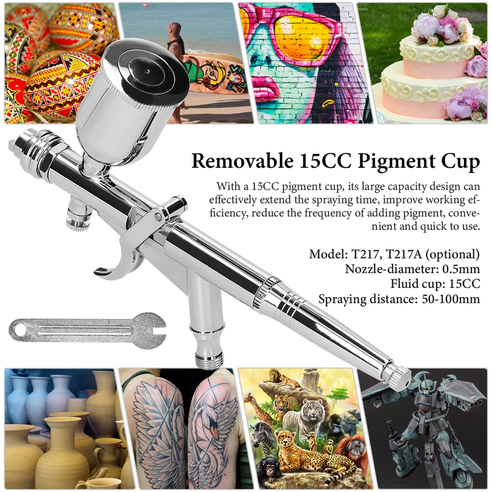 Airbrush,Set With 15cc Fluids Cups Car Cake Brush Set With Cups Car Model Kit 0.5mm Air Car Model Diy Airbrush Kit Paint Fluids Cups 15cc Paint Fluids Air Brush Set Diy Makeup Nail