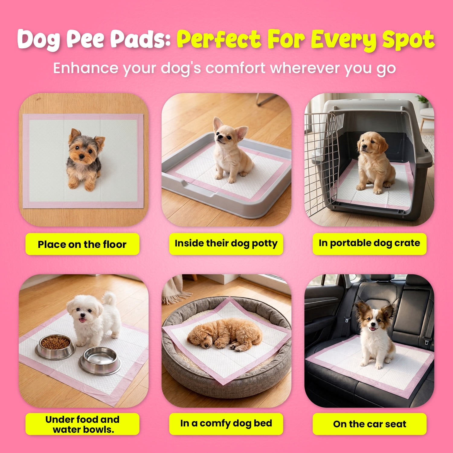 FPN Puppy Pads Pink , 18X13 in 100Pack, Pet Toilet Training Pad Ultra Absorbent, Leak-Proof  for Puppies, Pee pad for Dogs & Small Pets 5-Layer Protection