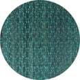 thumbnail image 1 of Ahgly Company Machine Washable Indoor Round Abstract Turquoise Blue Modern Area Rugs, 7' Round, 1 of 4