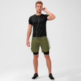 thumbnail image 3 of Aosijia Mens 2 in 1 Running Shorts Quick Dry Athletic Shorts with Liner Sports Breathable Gym Workout Shorts with Phone Pocket and Towel Loop M, 3 of 8