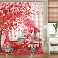 thumbnail image 3 of Valentines Day Shower Curtain, Happy Valentine's Day Gnomes Truck Shower Curtain for Bathroom Set, Valentine Love Tree Romantic Heart Balloons Fabric Shower Curtain with 12 Hooks, 70X70IN, 3 of 4