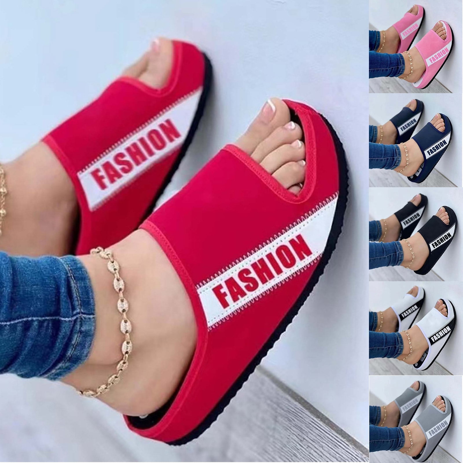 Cethrio Womens Summer Comfort Flats Sandals on Clearance Wide Width