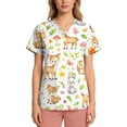 thumbnail image 5 of Kixjoy Scrubs Tops for Women Oversized Short Sleeve V Neck Nurse Scrubs Animal Printed Stretch Casual Shirt Medical Lightweight Blouses for Women with Pockets, Yellow 5XL, 5 of 6