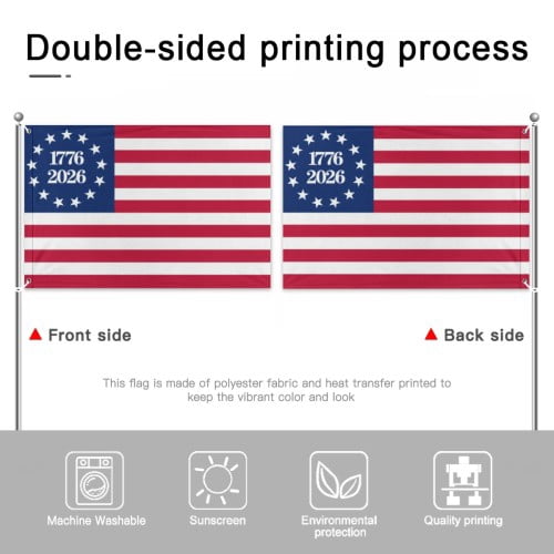 1776Bennington 250 Anniversary USA Flag 4x6 Ft Outdoor Double Sided BetsyRoss Flags 13 Colonies US 2026 American Flag with 2 Brass Grommets For Outside Indoor Decor