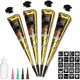 thumbnail image 1 of wonima02 Black Tattoo Cones, 4Pcs Black Temporary Tattoo Kit, 100% Natural Ready to Use Black Tattoo Paste, India Body DIY Art Painting for Women Men Kids with 20 Adhesive Stencils, 1 Bottle, 4Nozzles, 1 of 1