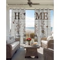 thumbnail image 4 of Cotton Floral Blackout Curtains, Light Blocking Print Window Curtains, Farmhouse Botanical Wooden Grain Thermal Insulated Window Drapes for Living Room Kitchen Cafe 2 Panels, 104"W x 52"L, 4 of 9