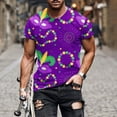thumbnail image 4 of Charella Carnival T-shirts for Men Mardi Gras Decorations Short Sleeve Crewneck Tops 2024 Men Clothing Casual Fashion,Purple,XL, 4 of 5