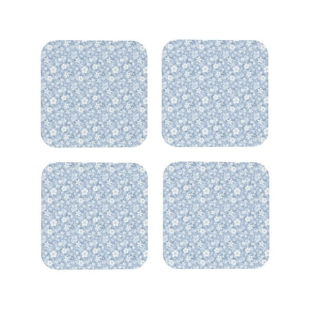 

Leather Coasters with Heat-resistant for Drinks Gray white floral Cup Coasters Cup Pad Mat for Tabletop Protection Coffee Table Office Desk and Housewarming Gift