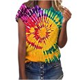 thumbnail image 1 of Camisas de Manga Larga para las Mujeres Suelto Ajuste Impreso Mangas Cortas Regulares Cuello Redondo Superior, Poliéster, 1 of 5