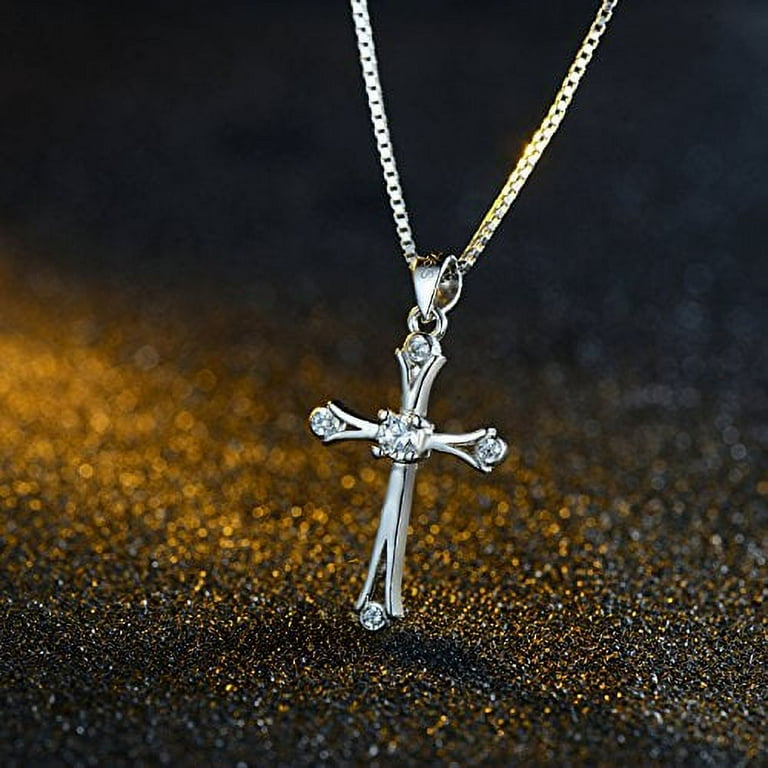 Women's Cross Necklace 925 Sterling Silver, Chain with Cross Women's Cross Necklace 925 Sterling Silver, Chain with Cross