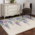 thumbnail image 3 of Purple Flowers Area Rugs 3'x5', Washable Small Throw Rugs for Living Room Bedroom, Weeping Spring Floral Rustic Pastoral Indoor Outdoor Rug Non-Slip Low Pile Carpet Runner Reversible Floor Mats, 3 of 8