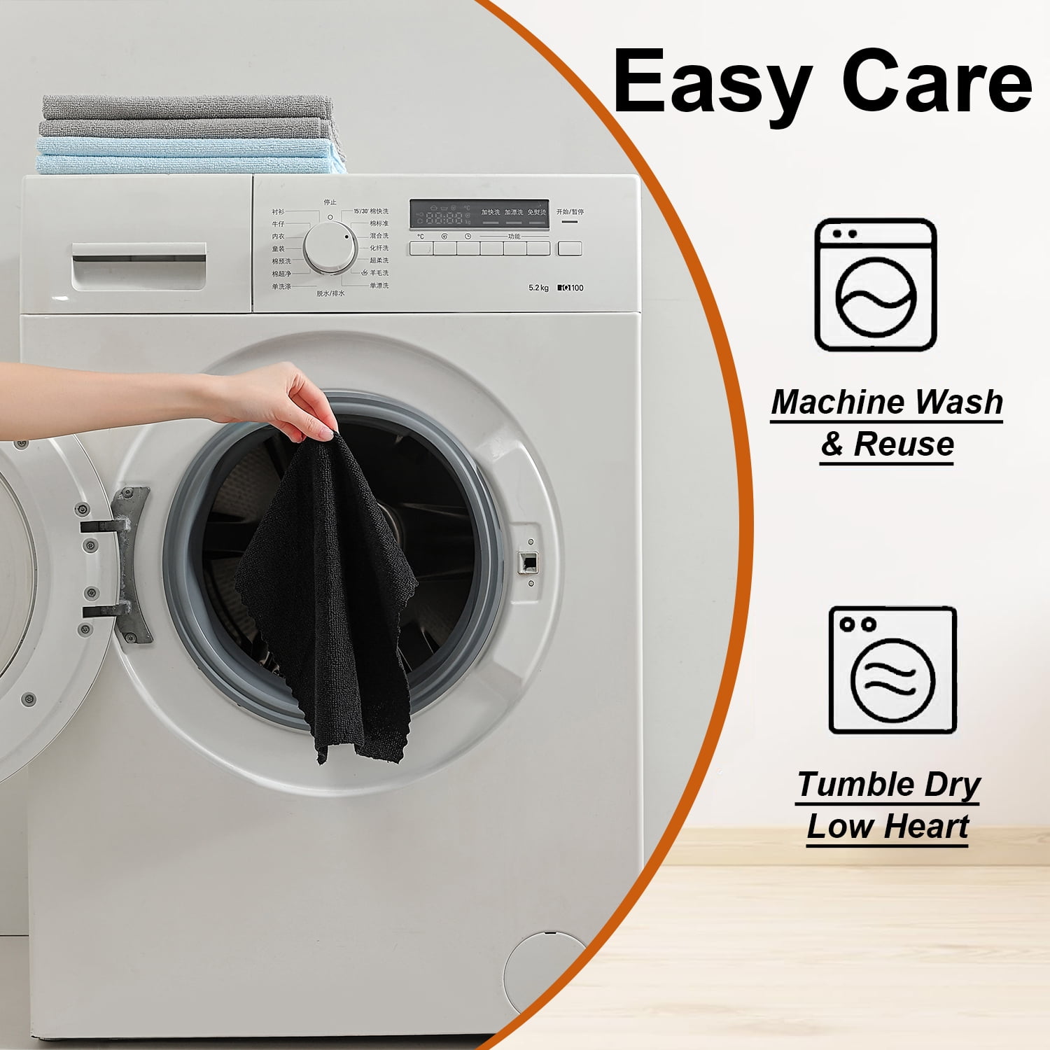 Beartech 80 Pack Microfiber Kitchen Towels Cleaning Cloth Roll,Lint Free Rags & Tear Away Reusable Towels,Washable Shop Rags,Ultra Absorbent Dish Rags for Car Kitchen Window Garage-Black