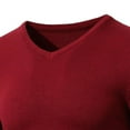 thumbnail image 4 of Men's V-Neck Knit Shirt Long Sleeve Solid Color Slim Fit Sweatshirt Fashion Fall Casual Pullover Top for Men (Wine 3XL), 4 of 4