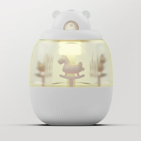 

GiliGiliso Clearance 320ML Air Humidifier Colorful Carousel With Music Box Small Home Bedroom