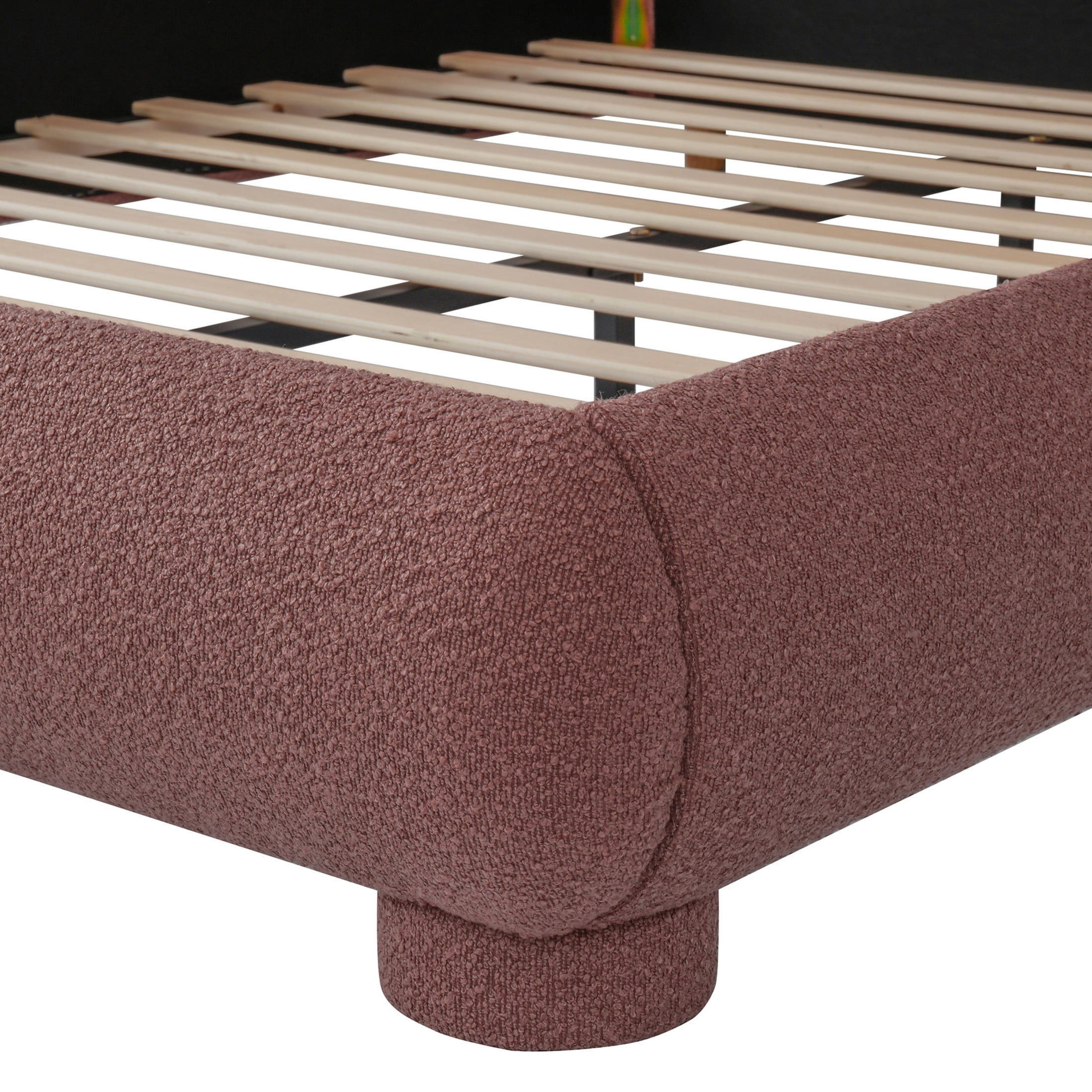 Christopher Knight Home Modern Boucle Upholstered Platform Bed with Arched Headboard, Queen Size, Russet Red