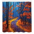 thumbnail image 3 of Ambesonne Autumn Shower Curtain, Forest in Fall Season, 69"Wx70"L, Orange Navy, 3 of 5
