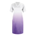 thumbnail image 3 of Vestido casual SCZ con estampado degradado y bolsillo en la rodilla cuello en v manga corta verano mujer morado XL, 3 of 4