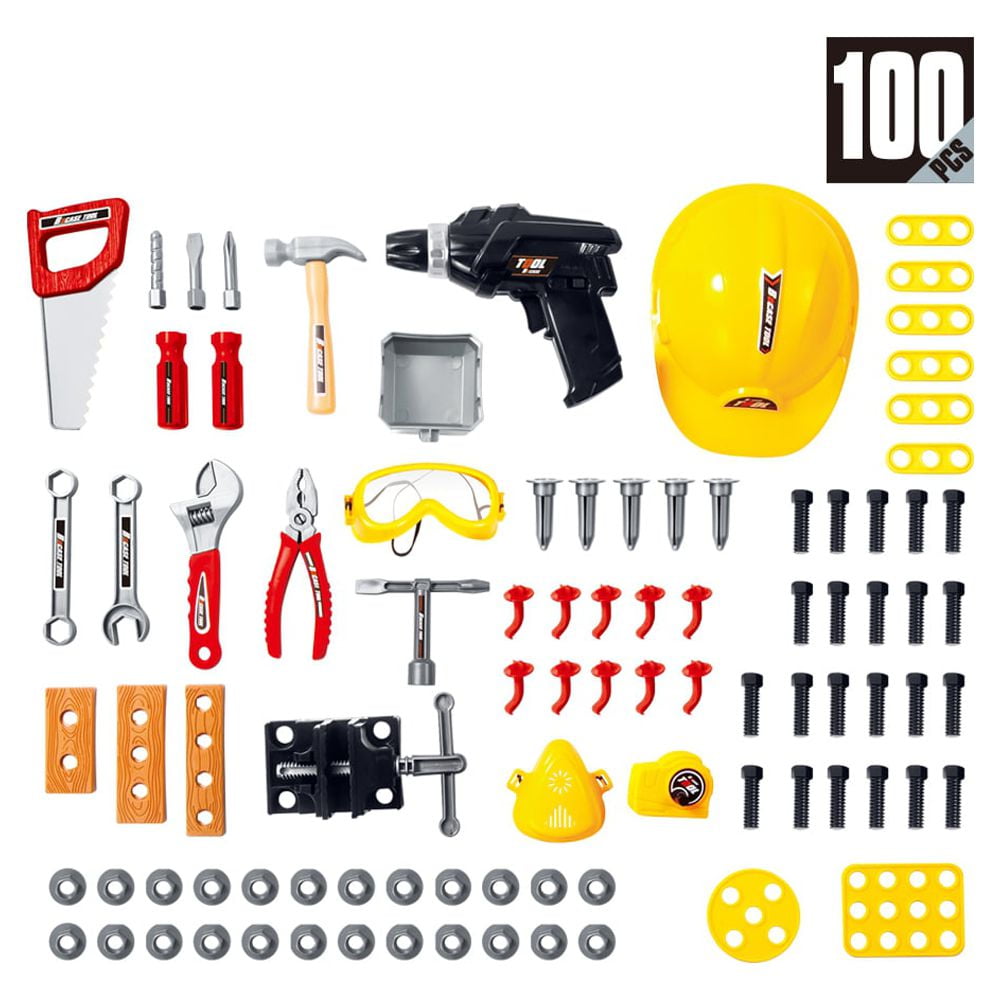 Tool Set for Kids 100 Pcs Workbench Yellow for Toddlers Plastic +3 Age Mundo Toys