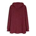 thumbnail image 5 of ClodeEU Womens Knit Hooded Sweaters, V Neck Button Down Shirt With Drawstring ,Henley Pullover Tops Wine,Womens Plus L, 5 of 6