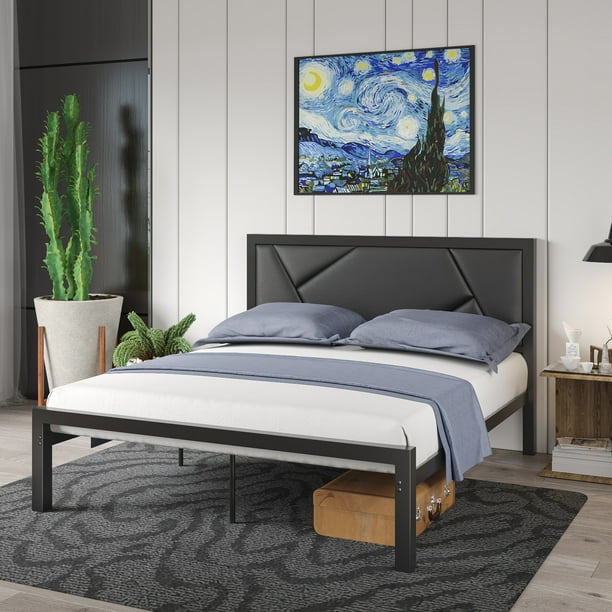Amolife Full Size Metal Bed Frame With, Amolife Wood Velvet Queen Bed Frame With Curved Upholstered Headboard