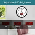 thumbnail image 7 of Wall Clock, Digital Clock, 12" Metal Frame Quartz LED Analog Wall Clock, Light Sensor Auto 1.4'' LED Time or Temperature Display, Battery Powered, Adjustable Brightness, Silent Quiet Sweep Second Han, 7 of 7