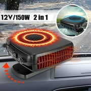 DEWIN Car Fan Heater, Portable Car Heater Fan, Plug-in Anti-Fog 150W 12V Car Fan Windshield 2 in 1 Heating Dryer Auto 360- Rotation Heater Fan