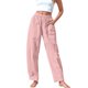 thumbnail image 1 of Pantalones elásticos de lino de cintura alta para mujer, informales: pantalones ligeros de verano para hacer ejercicio, 1 of 8