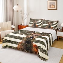 Feelyou Jungle Reindeer Moose Bed Sheets, Rustic Wildlife Animal King Sheets, Vintage US Flag Sheet Set, Super Cozy Room Decor, 4-Piece