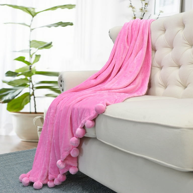 Home Soft Things Pompom Throw - Festival Fuchsia - 50 x 60 