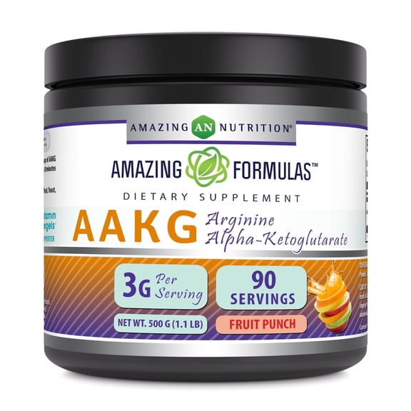 Amazing Formulas AAKG 3000Mg Per Serving (1.1 Lb) Powder Supplement | Arginine Alpha-Ketoglutarate | Fruit Punch Flavor | Non-GMO | Gluten Free