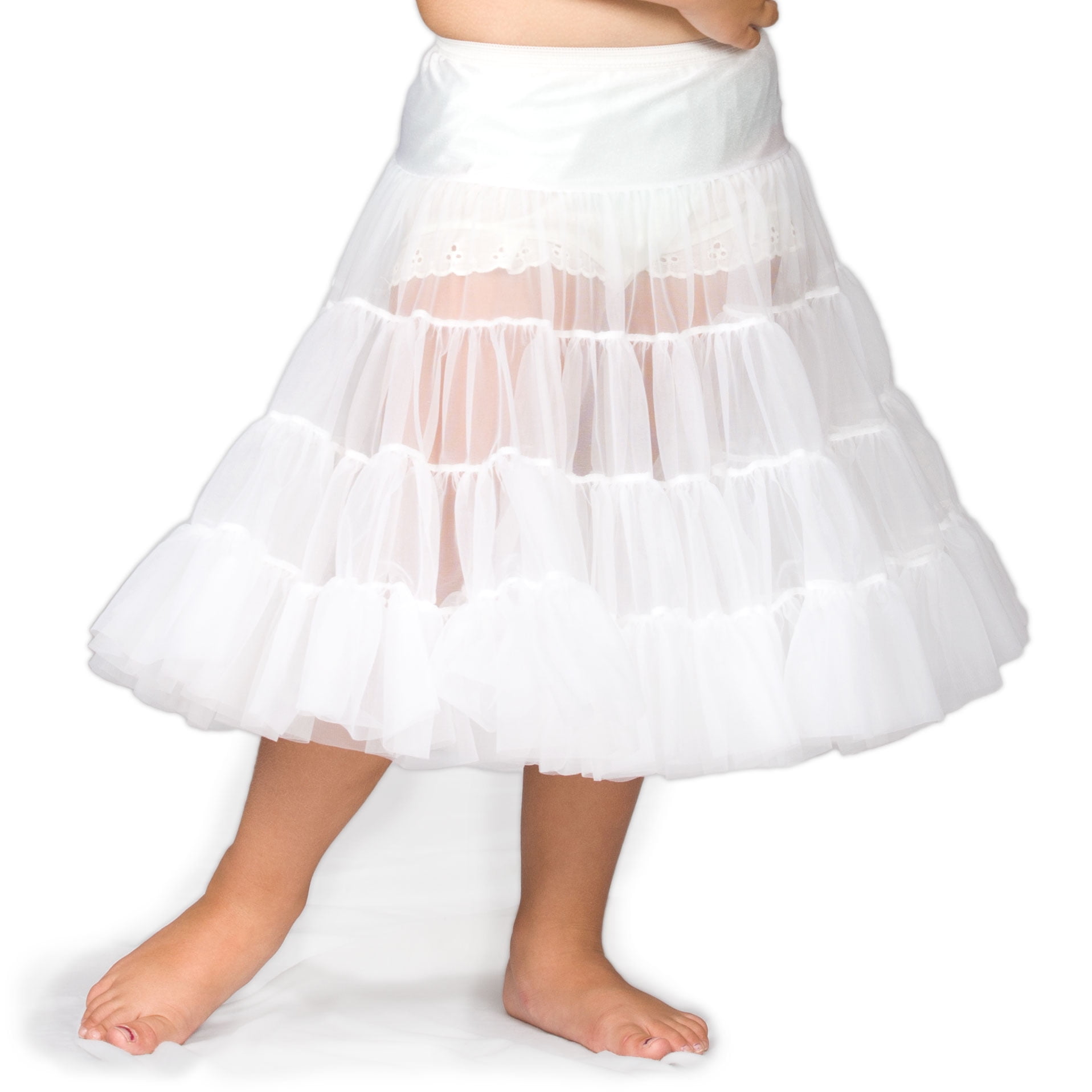 Collections Little Girls White Bouffant Half Slip Petticoat Tea Length I.C 