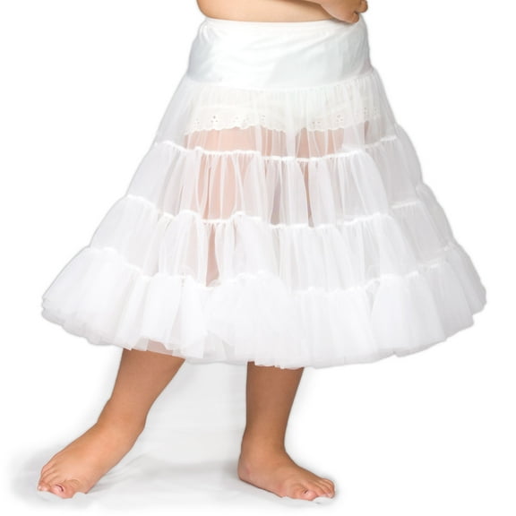 I.C. Collections Girls White Bouffant Half Slip Petticoat Tea Length, 2T - 12