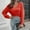 Orange, variant on AOOCHASLIY Clothes Sweaters Women Cropped Casual V-Neck Loose Solid Long Sleeve Navel Tops Blouse