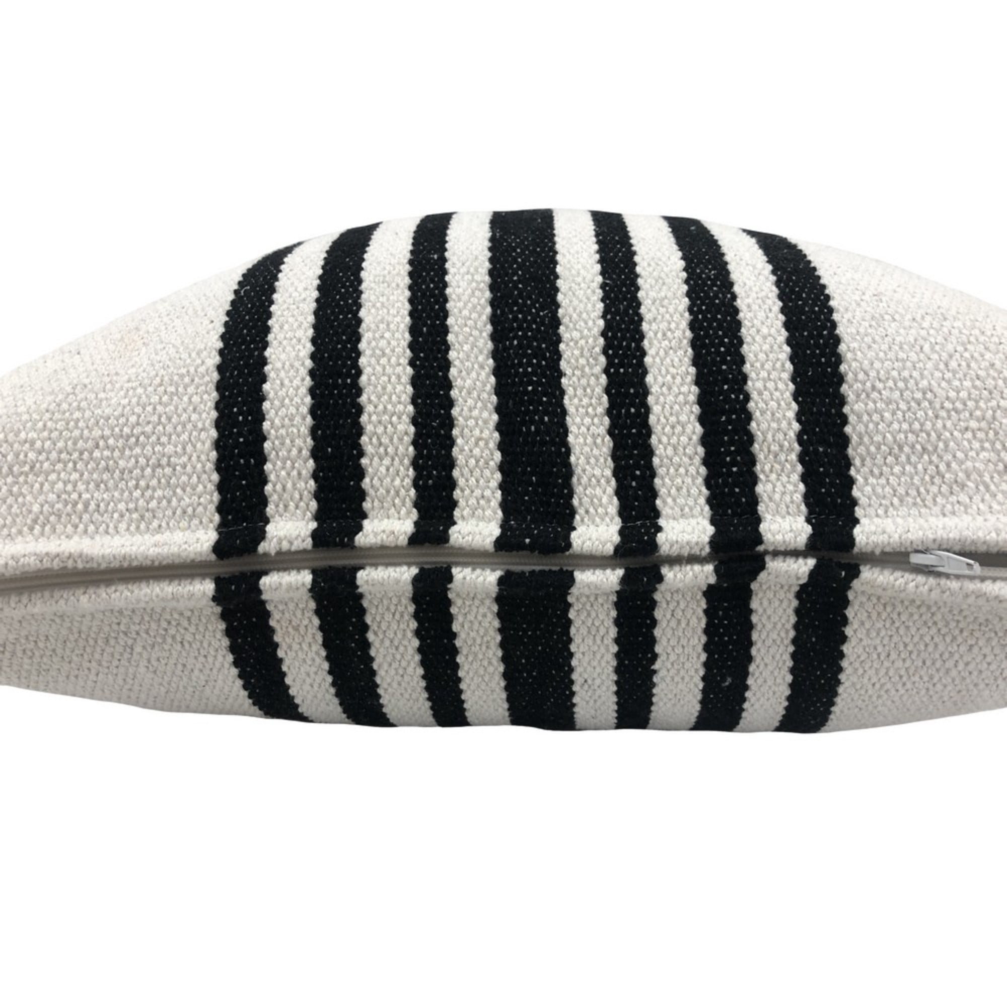 Harlow Hill White/Black Striped Contemporary Cotton Throw Pillow Cover Set of 2, 22" x 22"