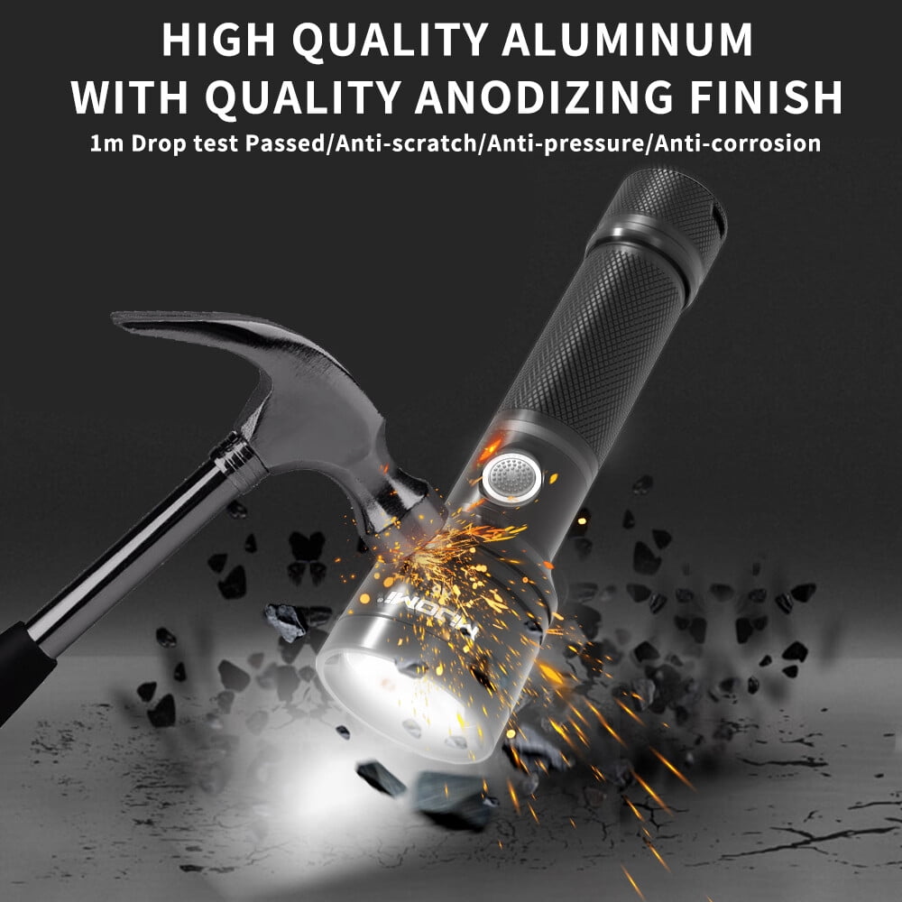 Mijomi Flashlight A6 1000 Lumens high Brightness 228m Beam Distance Samsung LED 18650 Rechargeable Flashlight for Industry use Easy Control 3 Lighting Modes Waterproof flashlight