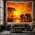 thumbnail image 6 of African Elephants in Savanna at Sunset, Serene Painterly for Wildlife Lovers, Savanna Wall Art Decor, Holiday Gift, Tapestry Wall Hanging for Bedroom and Living Room, 6 of 7