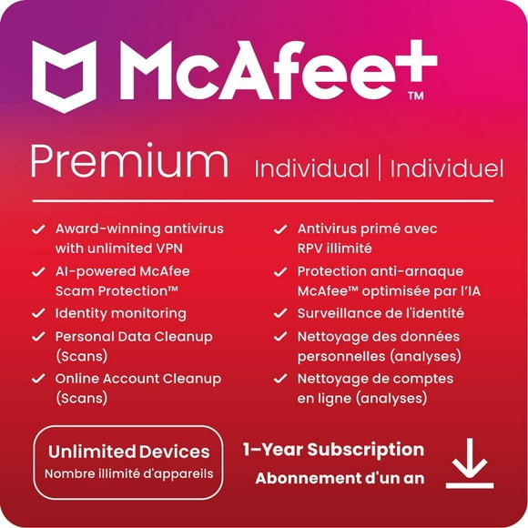 McAfee+ Premium - Individual (Windows/Mac/Android/iOS) - 1 Year Subscription [Digital Code]