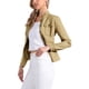 thumbnail image 4 of Chaquetas de mezclilla para mujer INSPIRE CHIC con cuello alto, mangas largas, chaquetas de jean cortas en color caqui, talla M, 4 of 6