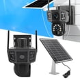 thumbnail image 1 of Cámara Wifi de lente dual, conversación de 2 de alta definición 8mp 4k cámaras de seguridad solar alerta en tiempo real con micrófono para aparatos, 1 of 7